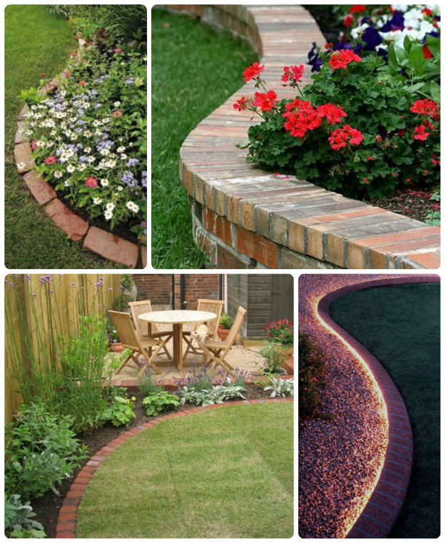 Simple birck garden edging collage